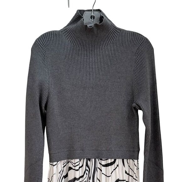Anthropologie Thea Twofer Sweater Maxi Dress Womens Large Grey White Black NWT - Picture 6 of 12